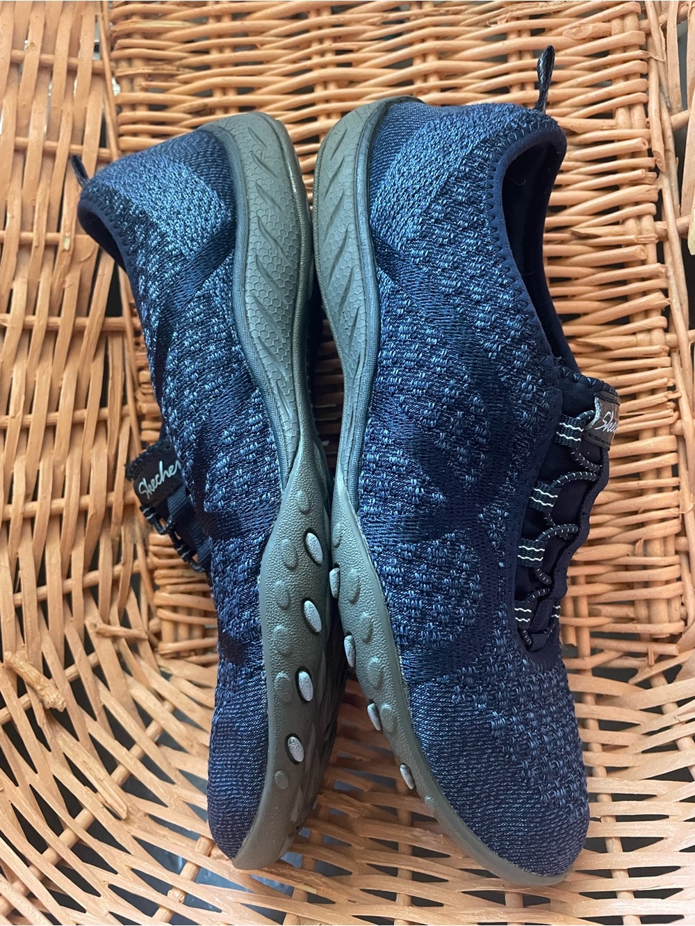 Skechers Navy Slip-On Knit Athletic Shoes - Picture 4 of 5